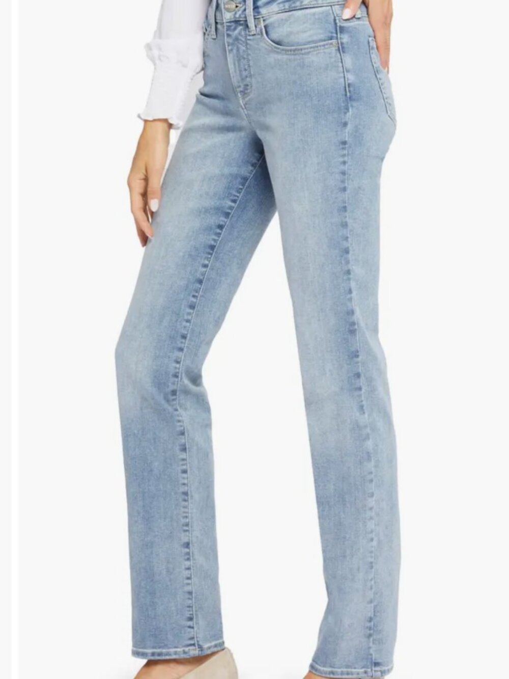 NYDJ Straight Leg Jeans in Light Wash Blue - Picture 3 of 12